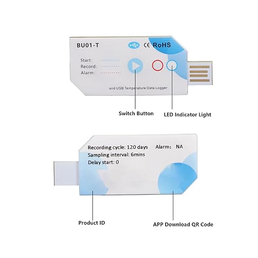 Disposable USB Temperature Humidity Data Logger - 32000 Data Points - 120 Days Recording - Built in USB Connector for PDF Report Generation - Suitable for Refrigerated Logistics - Image 2