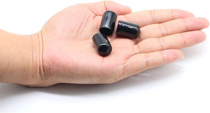 Acocony 1/2 Inch Rubber Cap Round 0.5 inch Rubber End Caps PVC Flexible Protector Plastic Plugs for Round Holes Black Pack of 12 - Image 3