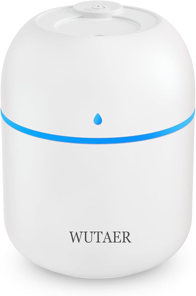 Portable Small Humidifier, WUTAER USB Personal Desktop Humidifier for Car, Office Room, Bedroom, Auto Shut-Off, 2 Mist Modes, Super Quiet(220ml, White) by Unknown