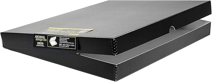 Lineco 16x20 Black Clamshell Archival Folio Storage Box, 1.75" Deep. Acid-Free with Metal Edge. Preserves Picture Longevity, Organize Photos or Documents, Crafts, DIY by Lineco
