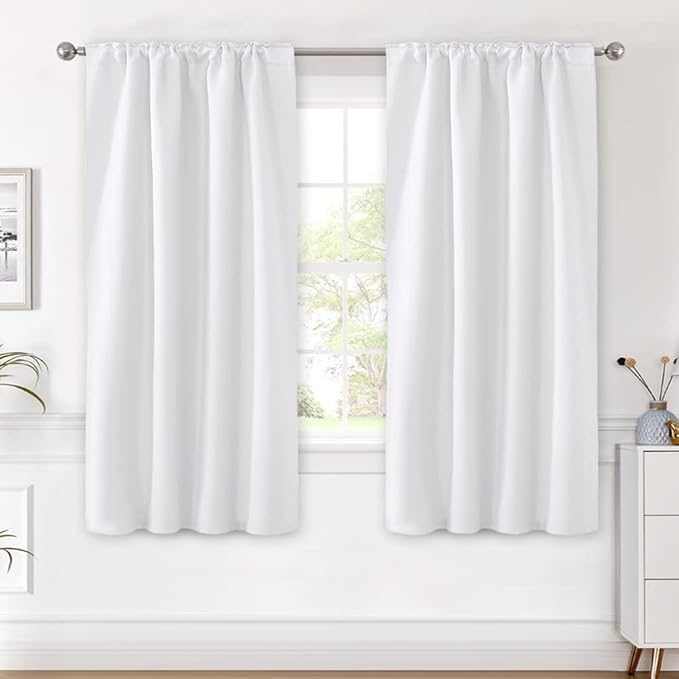 H.VERSAILTEX White Curtains Thermal Insulated Window Treatment Panels Room Darkening Privacy Assured Drapes for Living Room Back Tab/Rod Pocket Bedroom Draperies, 42 x 63 Inch, 2 Panels - Image 2