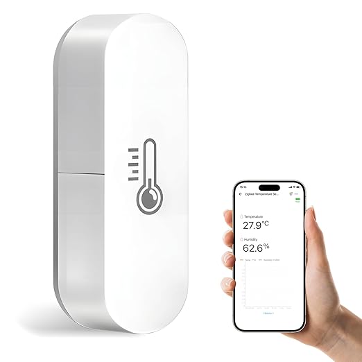 Zigbee Temperature Sensor, Humidity Sensor Thermometer for House, Compatible with Alexa & Google Assistant, eWeLink APP for Remote Monitoring and Home Automation, ZigBee 3.0 Hub Required by Chatthen