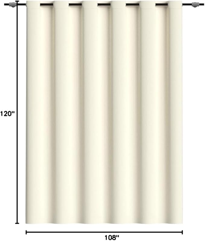 RYB HOME Blackout Room Divider Curtains Privacy Room Separator Extra Long Wide for Office Backdrop Workspace Shelves Living Room Apartment, 9 ft Tall x 10 ft Wide, Cream Beige, 1 Panel - Image 9