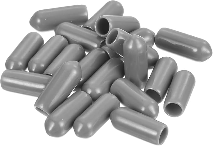 uxcell 20pcs Rubber End Caps Protective Caps 5.5mm ID Vinyl PVC Round Tube Bolt Cap Cover Screw Thread Protectors, Light Grey - Image 4