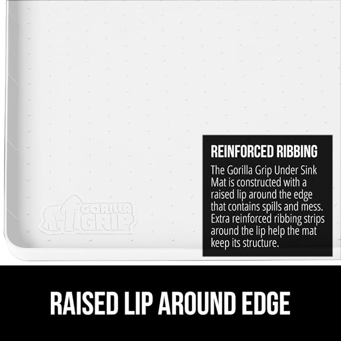 GORILLA GRIP Waterproof Silicone Under Sink Mat with Raised Lip for Kitchen and Bathroom, 46 x 22 in, Cabinet Shelf Liner Stay in Place Mats Dishwasher Safe Drawer Liner, Organizer Tray, White - Image 5
