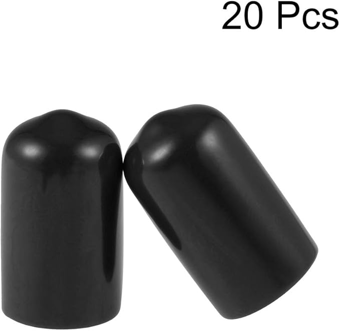 uxcell 20pcs Rubber End Caps 10mm ID Vinyl Round Tube Bolt Cap Cover Thread Protectors Black - Image 2