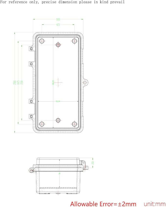 Junction Box, Hinged Black Clear Cover IP67 Waterproof ABS Project Box with Mounting Plate Electrical Box Enclosure with Wall Bracket 7.9 x 3.9 x 2.8inch(200x100x70mm) - Image 6