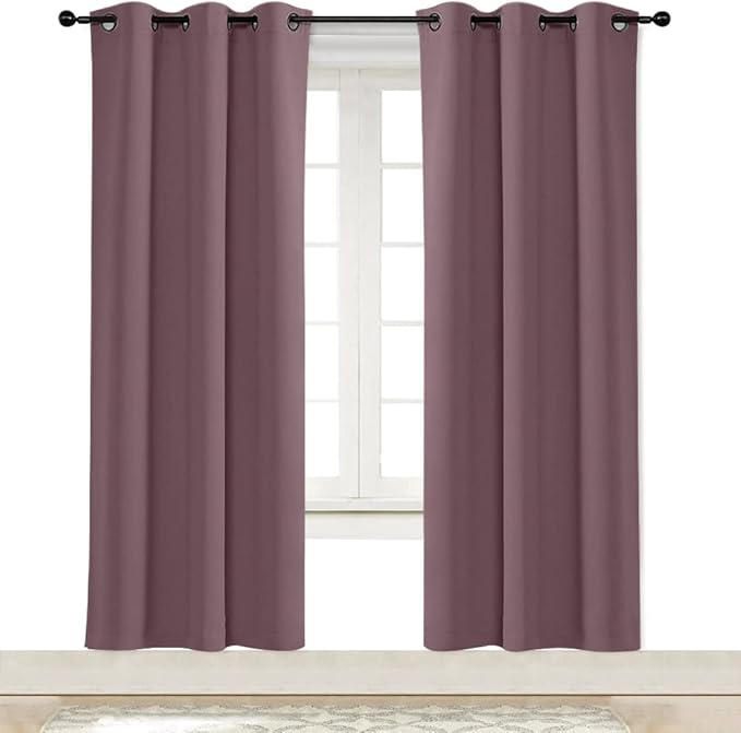 NICETOWN Kitchen Blackout Window Curtain Panel, Dry Rose, 1 Panel, 42 by 72 inches Long, Home Fashion Thermal Insulated Solid Grommet Room Darkening Drape for Apartment by NICETOWN