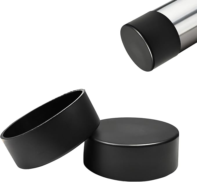2 Pcs 3-13/16" (98 mm) Round Chair Leg Tips Caps, Silicone Rubber Furniture Leg Floor Protectors, Reduce Noise Folding Metal Chair Leg Cap Replacement for Bar Stool Leg Patio Indoor, Black by BOPOREAE