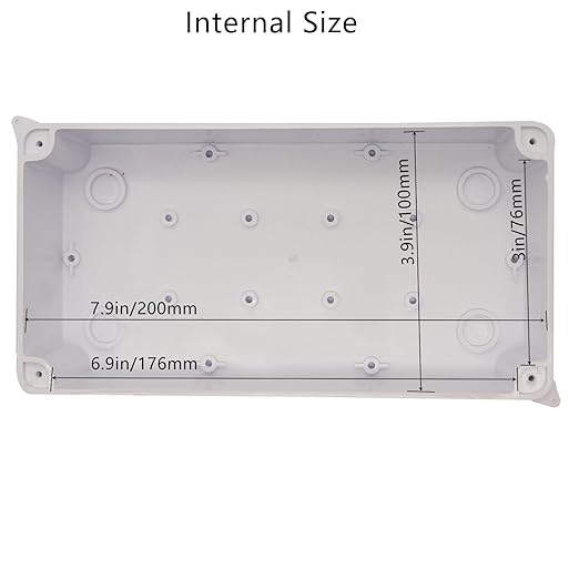 Junction Box, Reserved Holes Electrical Boxes Waterproof IP65 ABS Plastic Electrical Power Cord Enclosure Project Box White 7.9 x 5.9 x 2.8 inch(200x100x70mm) - Image 5