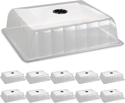10-Pack Leak-Proof Humidity Domes, Plastic Clear Seed Starter Dome, Seed Starter Tray Covers Humidifying and Insulating for Greenhouse Germination and Garden Growing (16"×13", 4" Height) by RooTrimmer