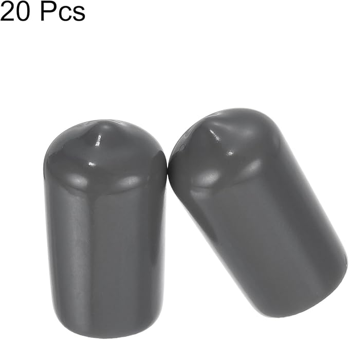 uxcell 20pcs Rubber End Caps 12mm(1/2") ID Vinyl PVC Round Tube Bolt Cap Cover Screw Thread Protectors Dark Grey - Image 2