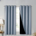 NICETOWN 100% Blackout Curtains with Black Liners, Vintage Blue, 2 Panels, 52-inch W by 63-inch L, Thermal Insulated Full Blackout 2-Layer Lined Drapes, Energy Efficiency Window Draperies for Bedroom by NICETOWN