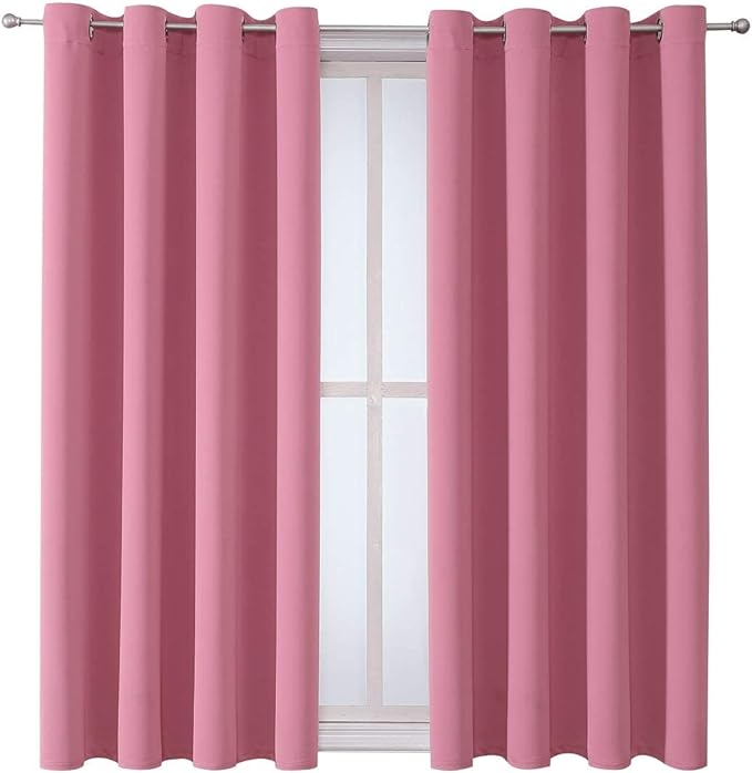 ChrisDowa Grommet Room Darkening Curtains for Bedroom and Living Room - 2 Panels Set Thermal Insulated Blackout Curtains (Pink, 52W x 45L) - Image 7