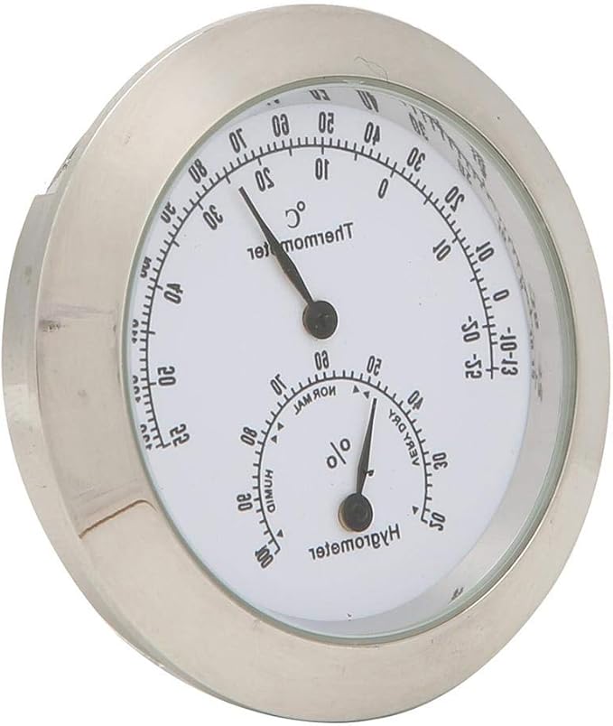 Tbest Guitar Analog Hygrometer,Round Alloy Digital Thermometer Hygrometer Humidity Temperature Meter for Violin Guitar Case for Indoor and Outdoor - Image 5