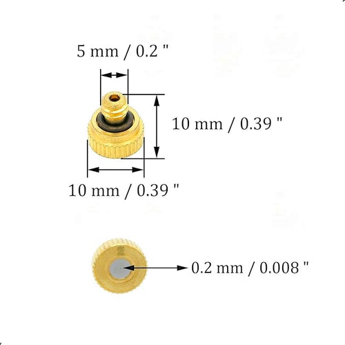 10Pcs Brass Misting Nozzle - 0.008" Orifice (0.2mm) Dia 10/24 UNC Replacement Heads for Outdoor Cooling System (0.2mm) - Image 2