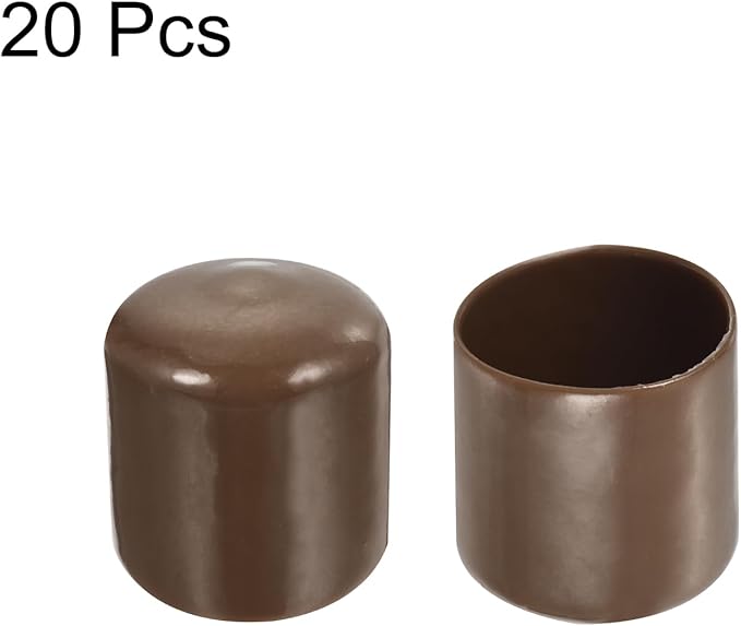 uxcell 20pcs Rubber End Caps 31mm(1 1/4") ID Vinyl PVC Round Tube Bolt Cap Cover Screw Thread Protectors Brown - Image 2