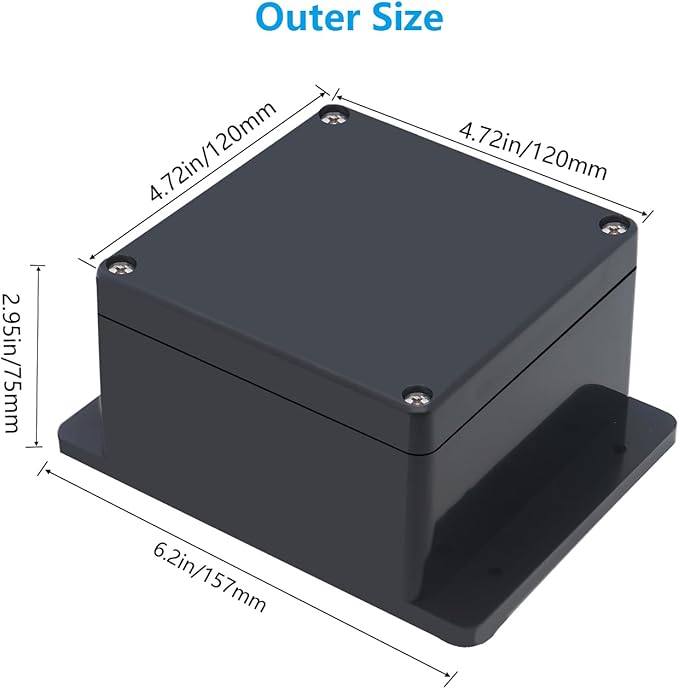 Project Box, Project Boxes Plastic Electric Project Case Junction Box Power Case for Electronic Project with Fixed Ear 4.7 x 4.7 x 3 inch (120x120x75mm) - Image 2