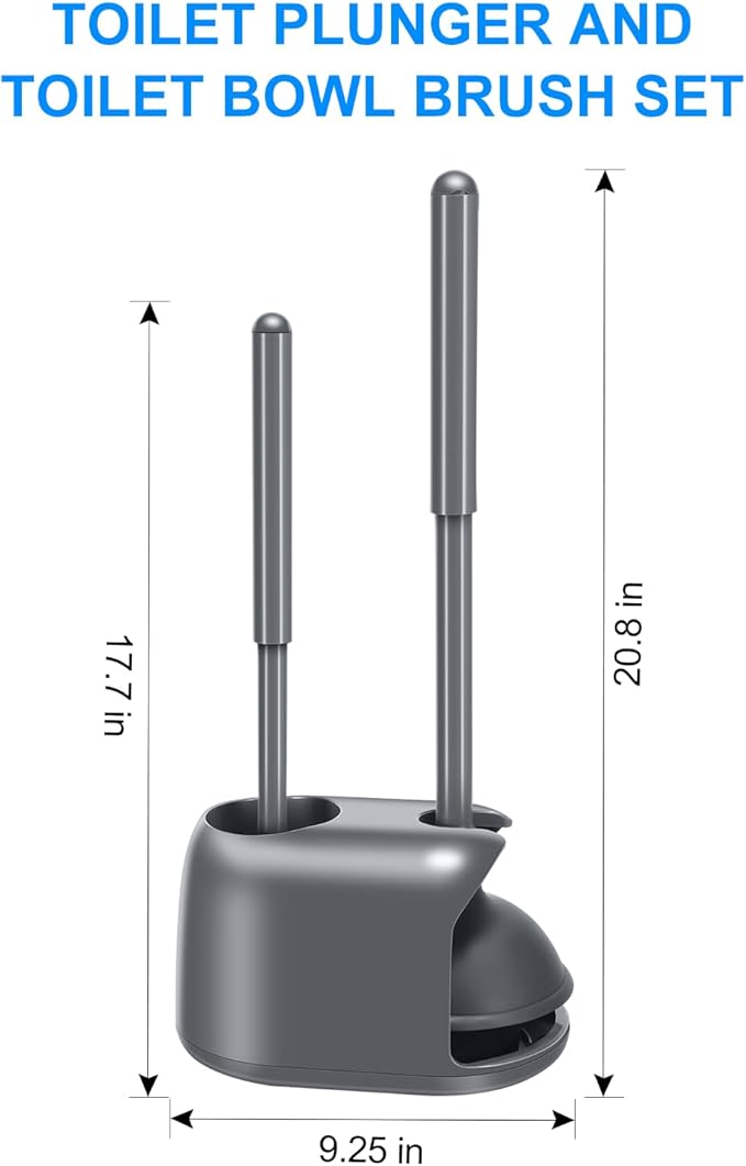 SetSail Toilet Brush and Plunger Set, Toilet Plungers for Bathroom Heavy Duty Toilet Bowl Brush and Holder Hidden Toilet Plunger and Brush Set for Deeply Cleaning - Gray - Image 2