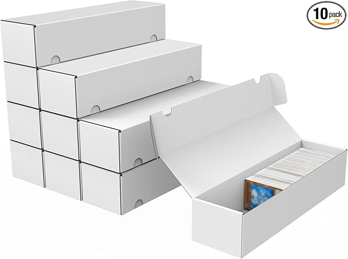 Trading Card Storage Box, 10-Pack 1100 Count White Corrugated Cardboard Bulk Sports Storage Box for TCG/Magic/Mtg Basketball Cards, Collectible Trading Cards by XRACV