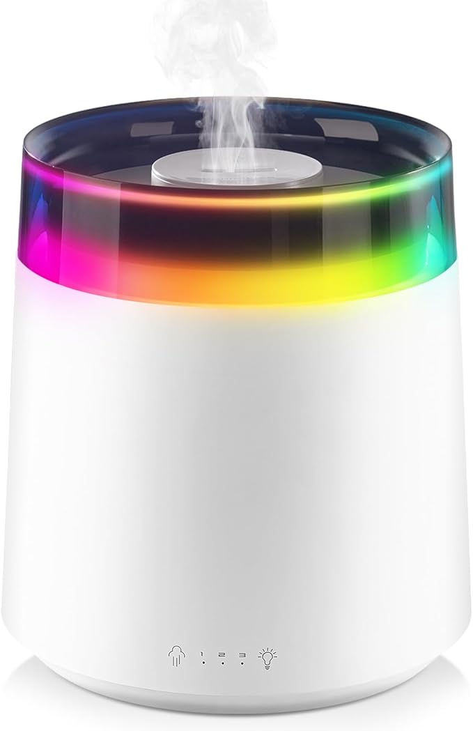 Humidifiers for Bedroom Home,3L Top Fill Cool Mist Humidifier for Baby Nursery,Essential Oil Diffuser for Large Room,3 in 1 uiet Ultrasonic Humidifier for,Office,Plant,Nursery,BPA FREE (White) by HEEYCEMUS