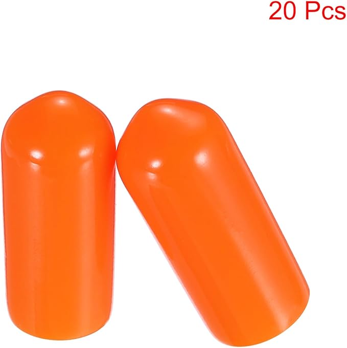 uxcell 20pcs Rubber End Caps 6mm(1/4") ID Vinyl PVC Round Tube Bolt Cap Cover Screw Thread Protectors,Orange - Image 2