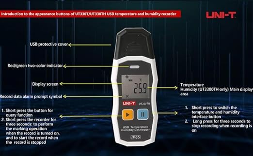 UNI-T UT330T UT330TH UT330THC Humidity Temperature Data Logger Digital Thermometer Hygrometer USB Recorder High Precision for Food(UT330THC) - Image 4