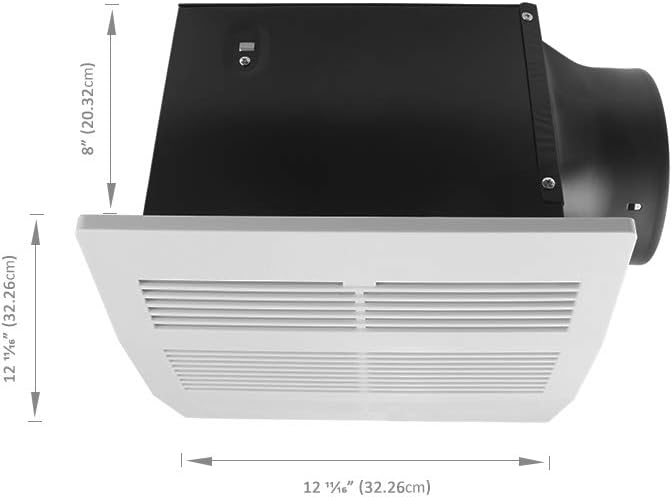 BV Bathroom Exhaust Fan 200CFM - 2.0 Sones, 6" Duct Collar, Rooms Up to 200 Sq. Ft.| Ventilation Fan, Stainless Steel - Ultra-Quiet & HVI 2100 - Image 5