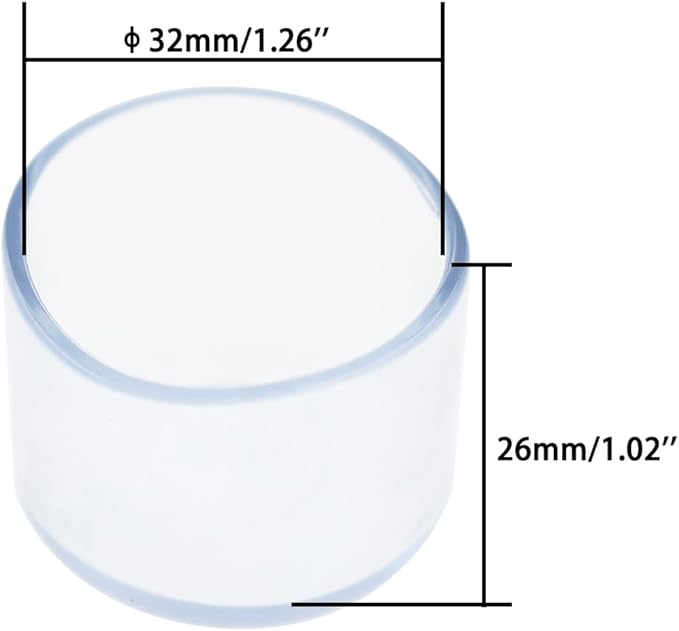 Round Chair Leg Caps,PVC Furniture Feet Covers,TTZEZE Transparent Round Floor Protectors,Clear Table Feet Covers Preventing Plastic Chair Leg Covers Scratches and Noise 32mm/1.26'', 12 - Image 2