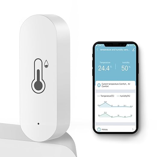 WiFi Temperature Humidity Sensor Smart Hygrometer Thermometer Sensor with APP Remote Monitor and Alert High Precision Indoor Thermometer No Hub Required, Compatible with Alexa Google Assistant by DoHome