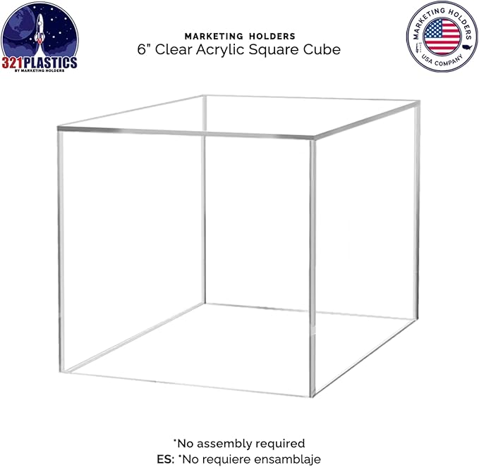 6" Clear Acrylic Display Box with One Open Side No Lid Versatile Square Retail Product Riser or Merchandise Storage Bin by Marketing Holders - Image 6