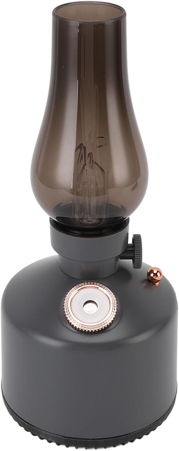 Humidifier Vintage Lantern with Lamp, Kerosene Lamp Shaped Quiet Home Humidifier, Aromatherapy Diffuser, 2 Mist Settings, Stepless Dimming, 260ML (Grey) by Wisoqu