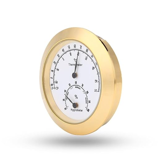 Thermometer Hygrometer, Temperature Humidity Monitor for Indoor Outdoor Instruments (Gold) Hygrometer For Cigar Humidor Humidor Hygrometer Humidor Cigar Box Acoustic Guitar Hygrometer - Image 6