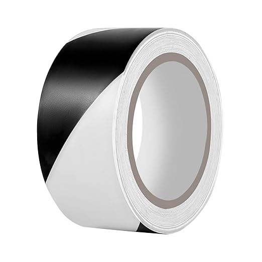 Hazard Tape - 2 Inch x 108 Feet Black & White Ultra-Adhesive Safety Stripe Tape for Marking Floor, Walls by YEEGRAOU