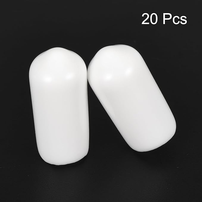 uxcell 20pcs Rubber End Caps 7mm ID Vinyl Round End Cap Cover Screw Thread Protectors White - Image 2