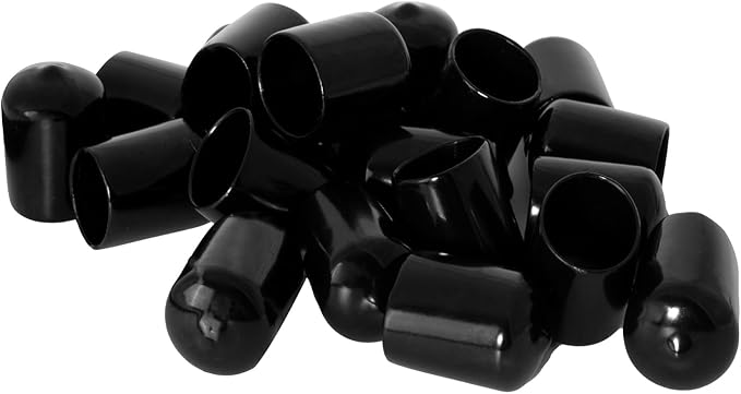 20 PCS Black Round Vinyl Rubber End Caps Kits, Flexible Screw Thread Protectors Safety Cover for Metal Tubing Rod Bolt, 15mm (3/5 inch) by Zinkebol