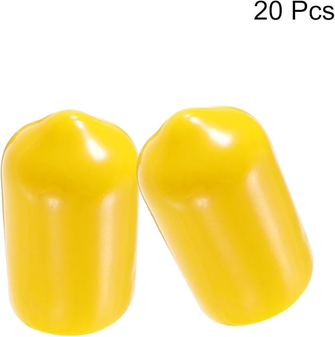 uxcell 20pcs Rubber End Caps 9mm ID Vinyl PVC Round Tube Bolt Cap Cover Screw Thread Protectors Yellow - Image 2