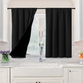 H.VERSAILTEX 100% Blackout Curtains for Bedroom Short Curtains Half Window Curtains for Kitchen, Privacy Energy Saving Curtain Tiers for Bathroom Shades, W 42 x L 36 inch, Set of 2, Jet Black by HVERSAILTEX