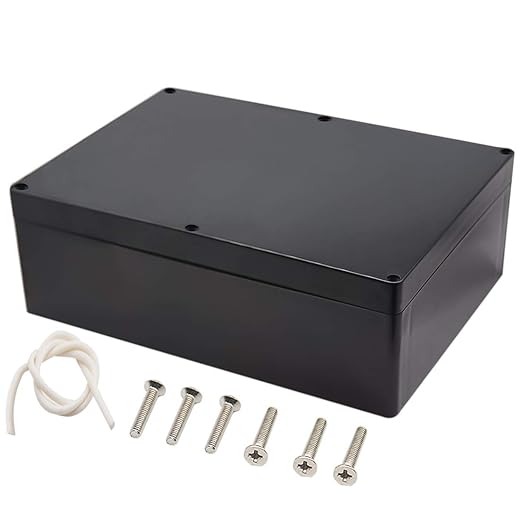 Junction Box, Zulkit Project Box IP65 Waterproof Outdoor Box ABS Plastic Electrical Boxes Electronic Enclosure Black 11.42 x 8.27 x 3.94 inch (290 x 210 x 100 mm)(Pack of 1) by Zulkit