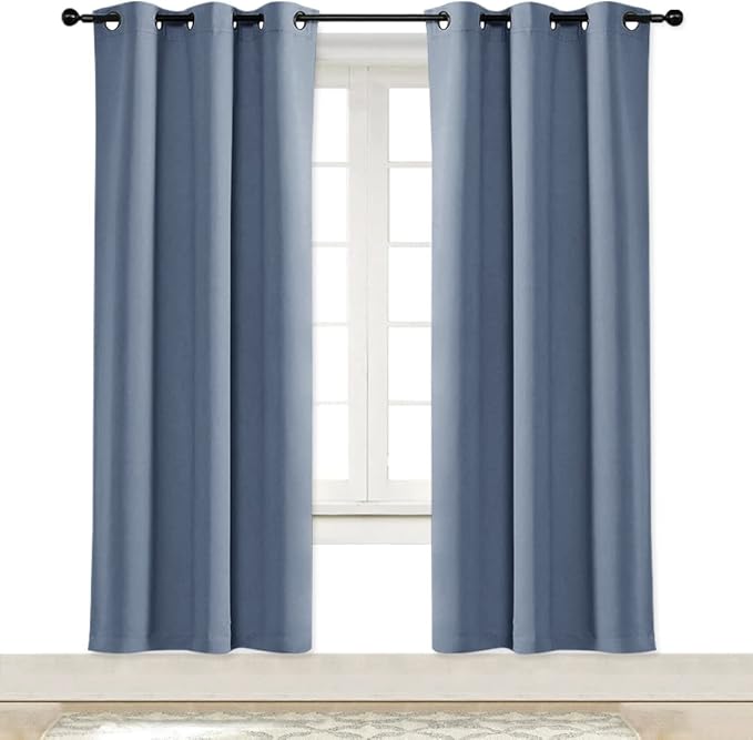 NICETOWN Blackout Curtain Blind for Bedroom, Single Panel, W34 x L72 inches, Stone Blue, Thermal Insulated Grommet Blackout Room Darkening Drape/Drapery by NICETOWN