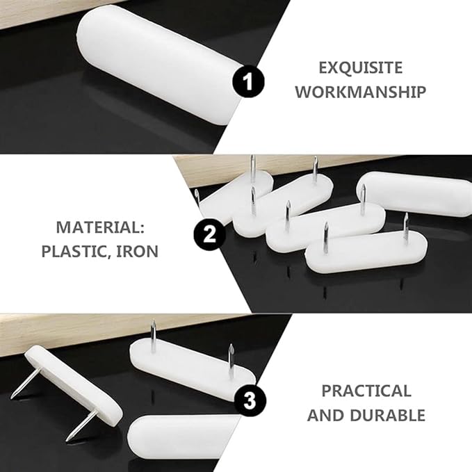 Haidong-36PCS White Plastic Head Double pin,Multifunctional Furniture Chair Foot pad Sliding Nail、Bed Skirt Fixed pin Nylon Moisture-Proof and wear-Resistant Silencer. - Image 4