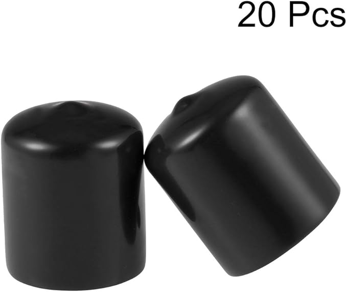 uxcell 20pcs Rubber End Caps 27mm ID Vinyl Round Tube Bolt Cap Cover Thread Protectors Black - Image 2