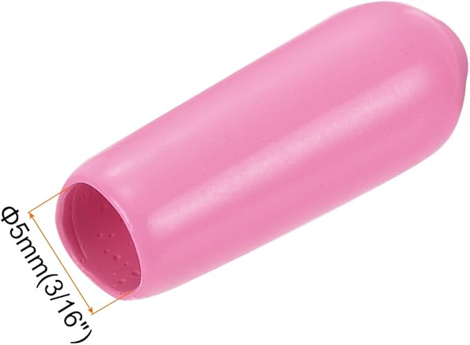 uxcell 20pcs Rubber End Caps 5mm(3/16 inch) ID Vinyl PVC Round Tube Bolt Cap Cover Screw Thread Protectors Pink - Image 3