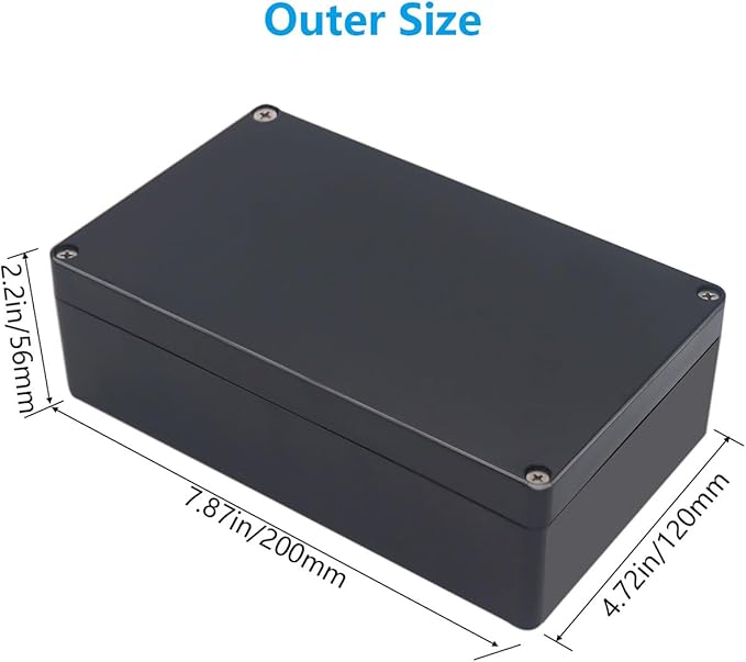 Outdoor Waterproof Junction Box IP67 Project Box ABS Black Electrical Boxes Electronic Enclsoure for DIY Project 7.9 x 4.7 x 2.2 inch (200x120x56mm) - Image 2