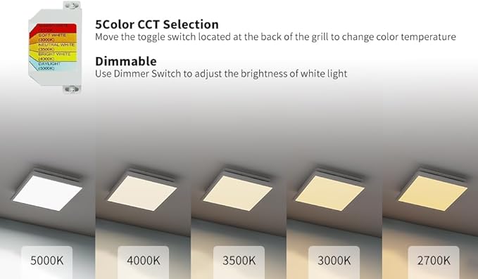Tech Drive Modern Nickel Bathroom Exhaust Fan with Light, 110CFM, 1000lm Dimmable 5CCT LED Light Selectable, Quiet Ventilation Fan with night light,Energy Star Certified, Decorative Nickel Trim - Image 2