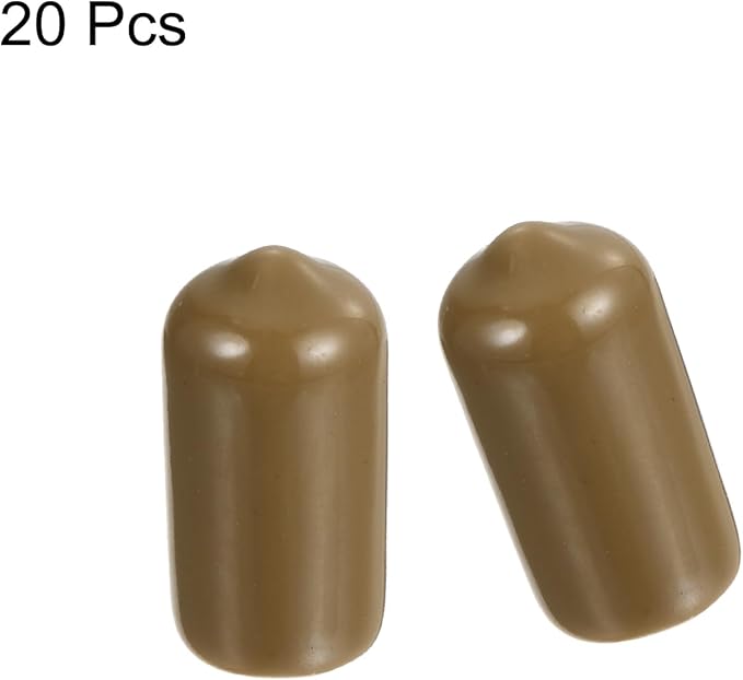 uxcell 20pcs Rubber End Caps 10mm(3/8") ID Vinyl PVC Round Tube Bolt Cap Cover Screw Thread Protectors Light Brown - Image 2