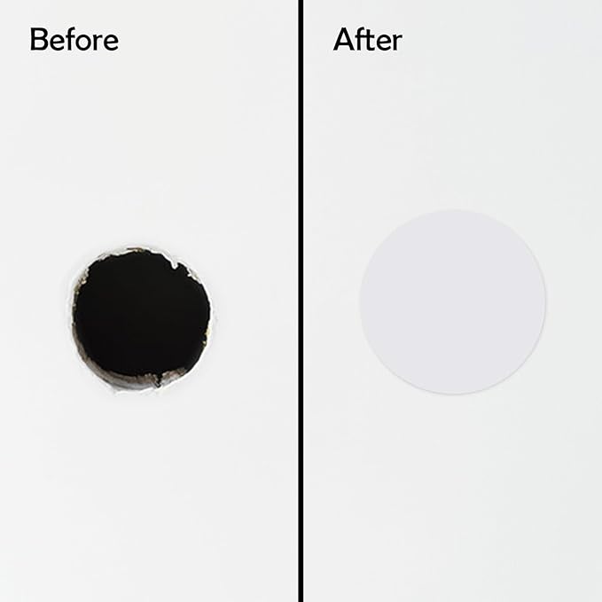 Rubber Bond Self-Adhesive Rubber Wall Outlet Cover Plate 2 Pack - Easy to Apply Peel & Stick Drywall Hole Patch - 7 Inch Round Screwless Blank Wall Plate Cover - Premium Rubber Wall Hole Cover (White) - Image 3