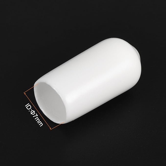uxcell 20pcs Rubber End Caps 7mm ID Vinyl Round End Cap Cover Screw Thread Protectors White - Image 3