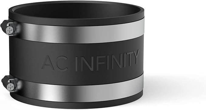 AC Infinity Noise Reduction Clamp 4-Inch, Duct Coupler with Stainless Steel Clamps, Flexible Rubber Coupling for Inline Fans and Carbon Filters in Growing and HVAC by ACInfinity