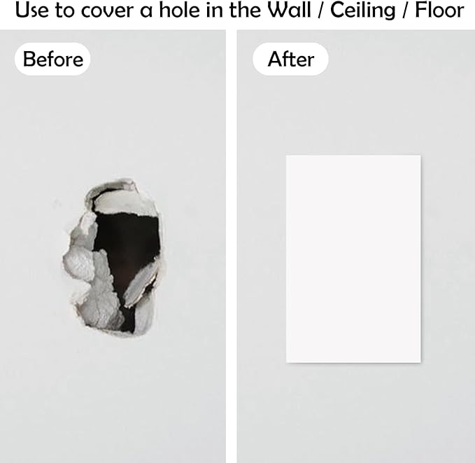 Rubber Bond Self-Adhesive Rubber Wall Outlet Cover Plate 5 Pack - Easy to Apply Peel & Stick Drywall Hole Patch - 5x3 Inch Screwless Blank Wall Plate Cover - Premium Rubber Wall Hole Cover (White) - Image 3